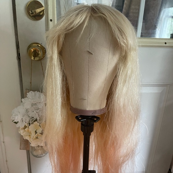 Blonde and Peach Ombré Wig - Picture 3 of 14
